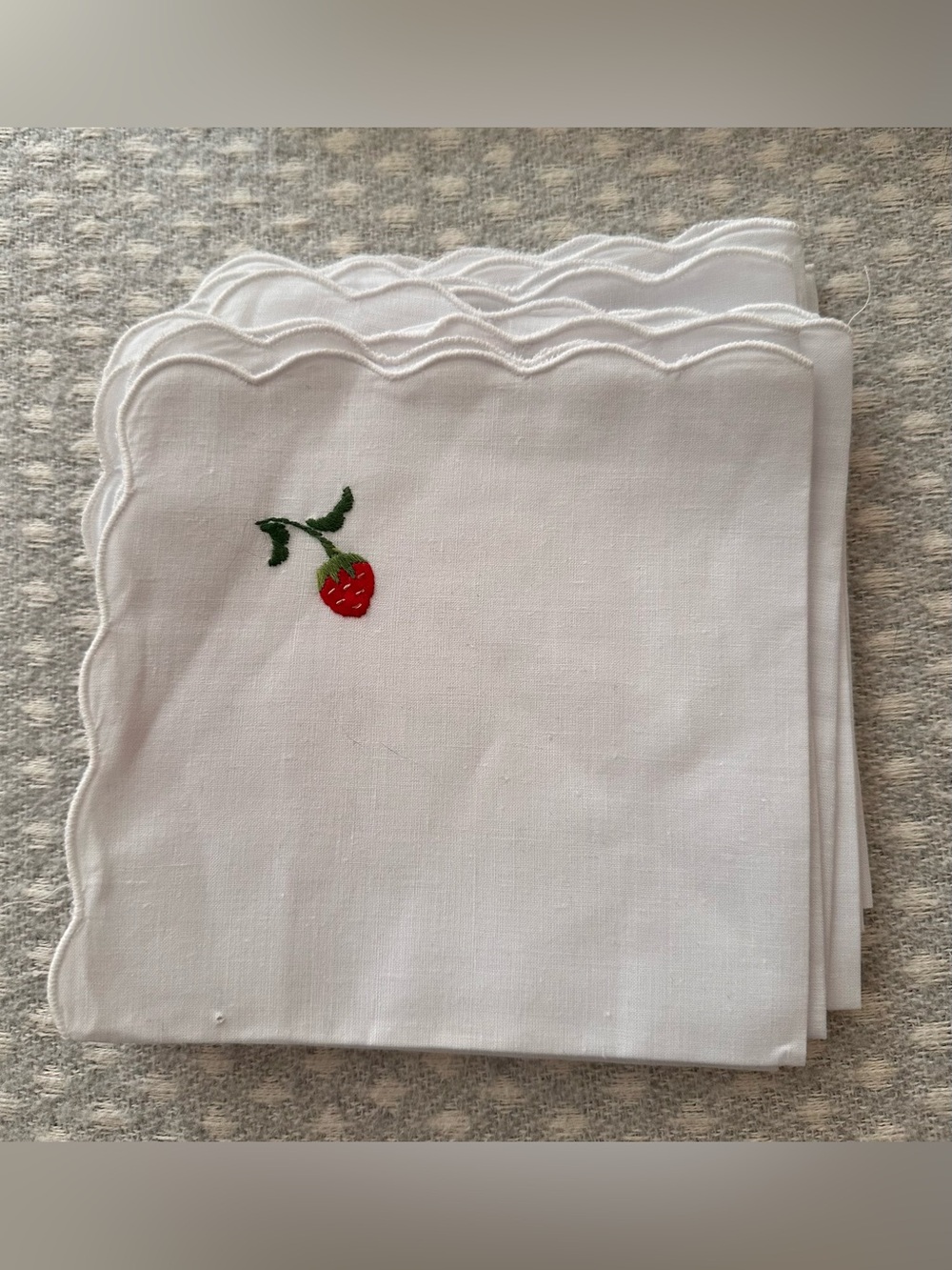 Vintage Strawberry Cocktail Napkins.  Set of 6